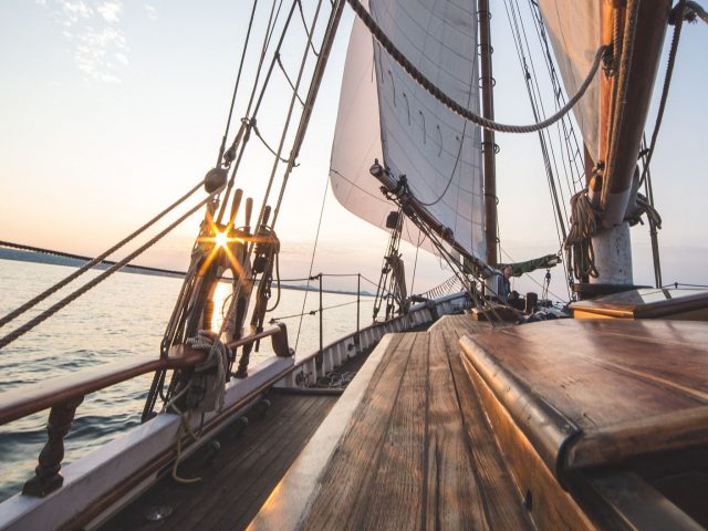 Sailing on a boat